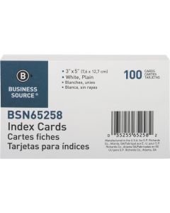 Business Source 3 In. W. x 5 In. L. Plain White Index Cards (100-Count)