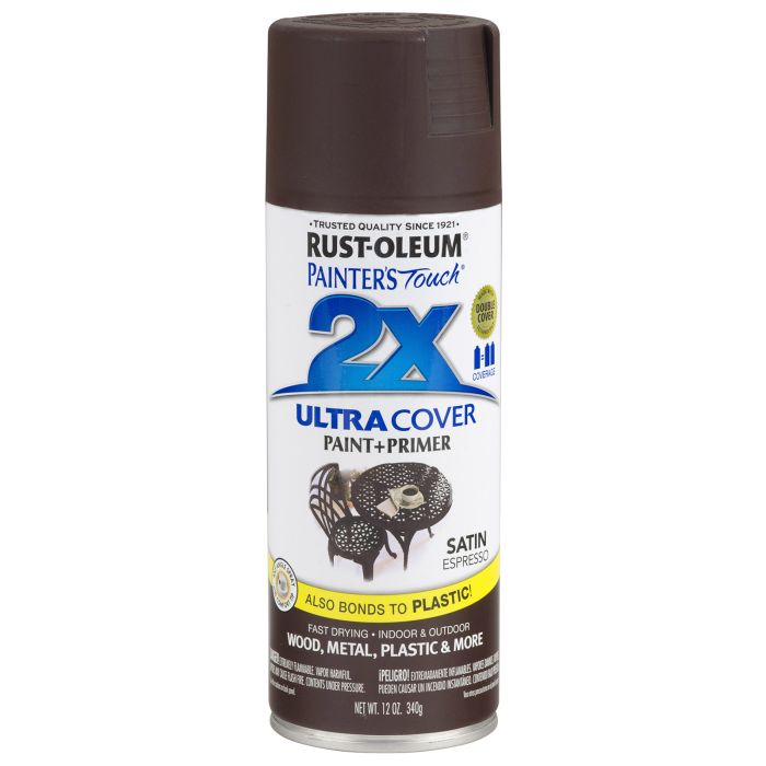 Rust-Oleum Painter's Touch 2X Ultra Cover 12 Oz. Satin Paint + Primer Spray Paint, Espresso