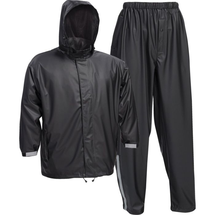 West Chester 2XL 3-Piece Black Polyester Rain Suit