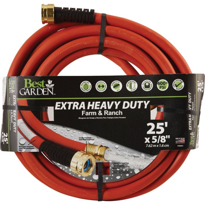 Best Garden Extra Heavy Duty Premium Rubber 5/8 In. Dia. x 25 Ft. L. Drinking Water Safe Hot Water Hose