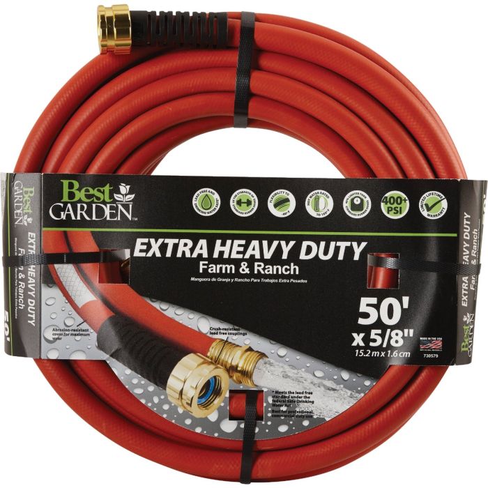 Best Garden Extra Heavy Duty Premium Rubber 5/8 In. Dia. x 50 Ft. L. Drinking Water Safe Hot Water Hose