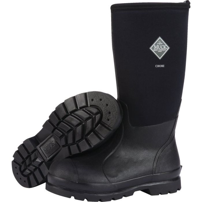 Muck Chore Classic Hi Black Plain Toe Rubber Work Boot