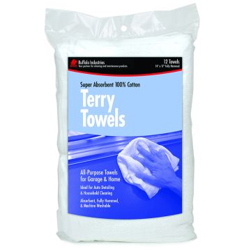 Buffalo 12pk White Terry Towel