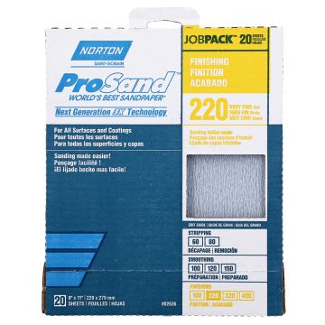 Norton 9" x 11" ProSand Sanding Sheet 220-Grit, 20-Pack