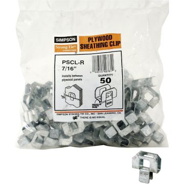 Simpson Strong-Tie 7/16 In. 20 ga Galvanized Steel Plywood Clip (50-Pack)