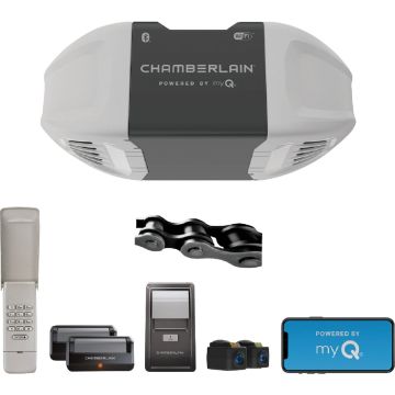Chamberlain C4310 3/4 HP Battery Backup Smart Chain Drive Garage Door Opener with Camera & 2-Bulb Lighting