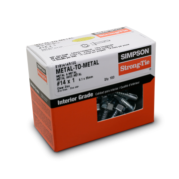 Image of Simpson Strong-Tie E1B1414R100 Self-Drilling E Metal Screw — #14 x 1 in. 3/8-Hex, Clear Zinc (100-Qty) (Pack of 800)