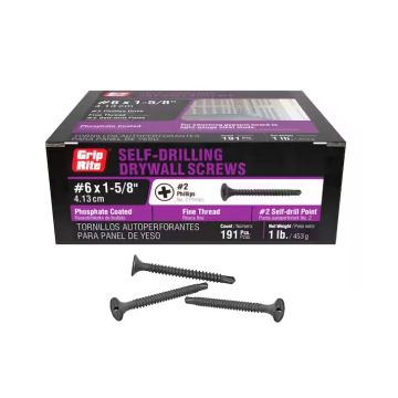 1-5/8" X #6 Self-Drilling Fine Thread Drywall Screws 1 lb. Box