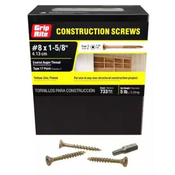 #8 x 1-5/8" Star Drive Dual Flat Head Coarse Thread Construction Screws 5 lb