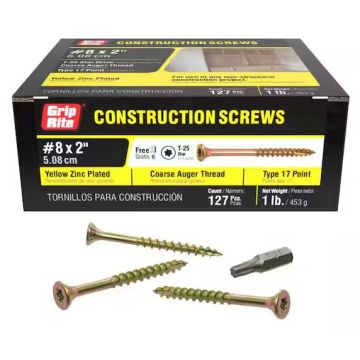 #8 x 2" Star Drive Dual Flat Head Coarse Thread Construction Screws 1 lb