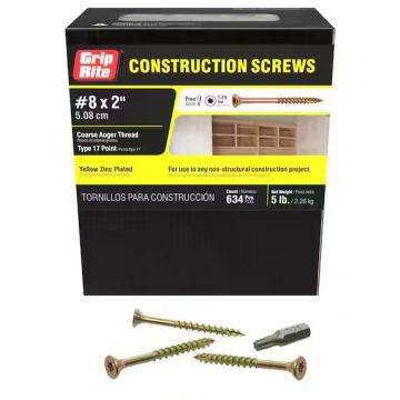 #8 x 2" Star Drive Dual Flat Head Coarse Thread Construction Screws 5 lb