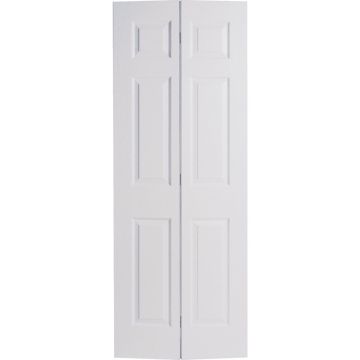 Masonite 48 In. W x 79 In. H Textured Hardboard Primed White 6-Panel 4-Door Bifold Door