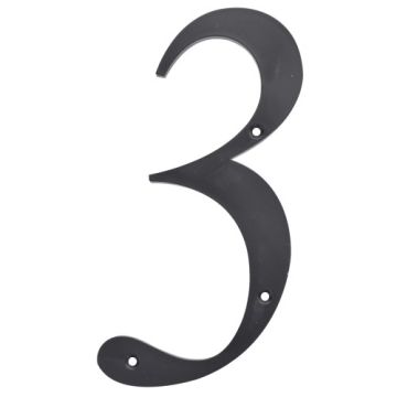 6" Plastic Hse Number "3"  Blk
