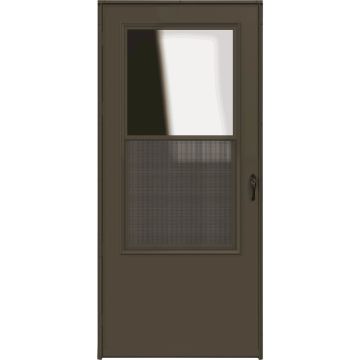 Larson 36 In. W x 80 In. H Brown Single-Vent Solid Wood Core Storm Door