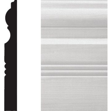 House of Fara 3/4 In. W. x 6-1/2 In. H. x 8 Ft. L. White MDF Victorian Base Molding