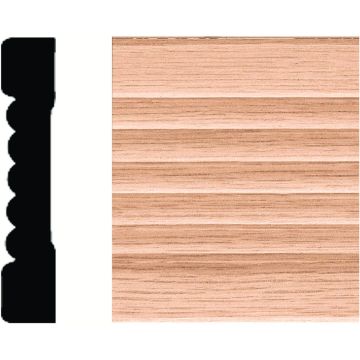 House of Fara 7/16 In. W. x 2-1/4 In. H. x 7 Ft. L. Natural Solid Oak Fluted Wood Casing