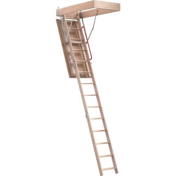 Fakro LWF-R 8 Ft. to 10 Ft. 4 In. 25 In. x 54 In. Fire-Retardant Wood Attic Stairs, 350 Lb. Load