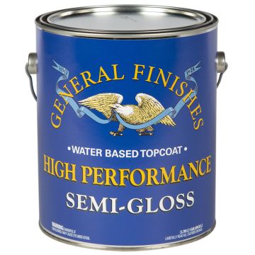 1 Gal General Finishes GAHSG Clear High Performance Water-Based Topcoat, Semi-Gloss