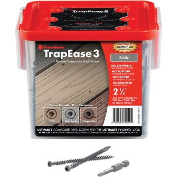 Fastenmaster TrapEase 3, #10 x 2-1/2 In. Gray Ultimate Composite Deck Screw (350 Ct. Pail)