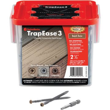 Fastenmaster TrapEase 3, #10 x 2-1/2 In. Brown Ultimate Composite Deck Screw (350 Ct. Pail)