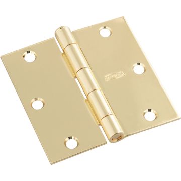 National Hardware 3-1/2 In. Square Polished Brass Door Hinge (3-Pack)