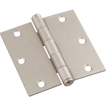 National Hardware 3-1/2 In. Square Satin Nickel Door Hinge (3-Pack)