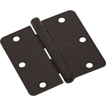 National Hardware 3-1/2 In. X 1/4 In. Radius Oil Rubbed Bronze Door Hinge (3-Pack)