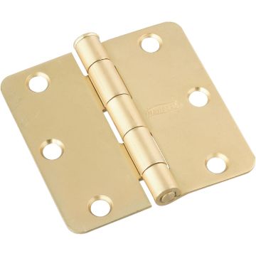 National Hardware 3 In. x 1/4 In. Radius Satin Brass Door Hinge