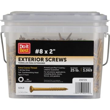 Do it Best PrimeGuard Plus #9 x 2 In. Star Drive Gold Wood Deck Screw (25 Lb.)