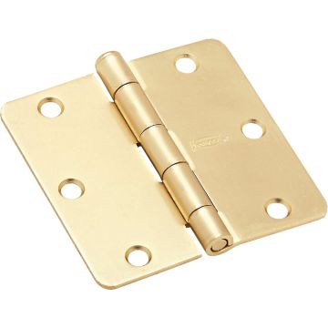 National Hardware 3-1/2 In. x 1/4 In. Radius Satin Brass Door Hinge (3-Pack)