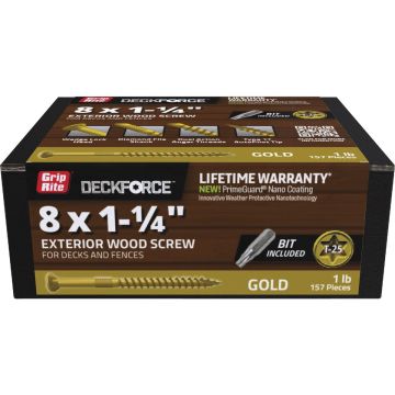 Grip-Rite DeckForce PrimeGuard Nano 1-1/4 In. x 8 Star Drive Gold Screw (1 Lb.)