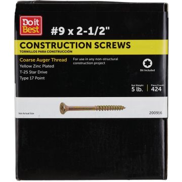 Do it Best #9 x 2-1/2 In. Star Drive Flat Head Gold Construction Wood Screw (420 Ct., 5 Lb.)