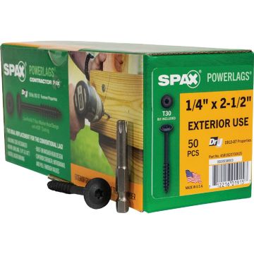 Spax PowerLags 1/4 In. x 2-1/2 In. Washer Head Exterior Structure Screw (50 Ct.)