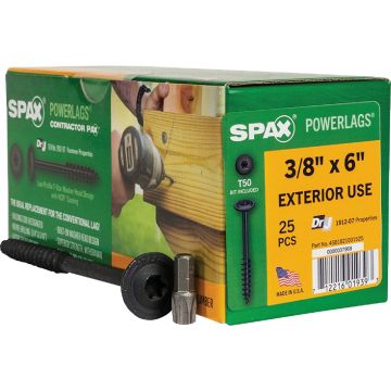 SPAX Powerlag 3/8 In. x 6 In. T50 Washer Head HCR (Exterior Rated) Lag Screw (25 Ct.)