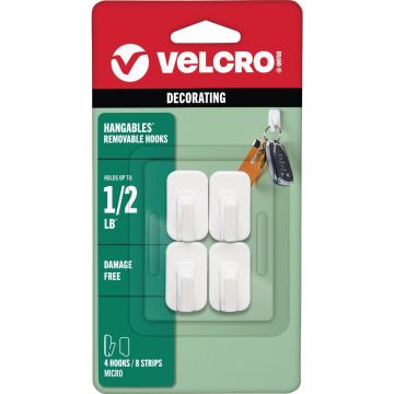 Velcro Brand Hangables 1/2 Lb. Capacity White Removable Micro Hook (4 Count)