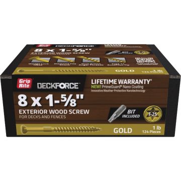 Grip-Rite DeckForce PrimeGuard Nano 1-5/8 In. x 8 Star Drive Gold Screw (1 Lb.)