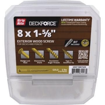 Grip-Rite DeckForce PrimeGuard Nano 1-5/8 In. x 8 Star Drive Gold Screw (5 Lb.)