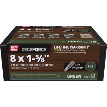 Grip-Rite DeckForce PrimeGuard Nano 1-5/8 In. x 8 Star Drive Green Screw (1 Lb.)