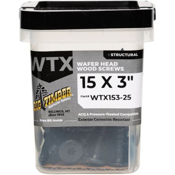 Big Timber #15 x 3 In. Wafer Head Black Wood Screw (25 Ct.)