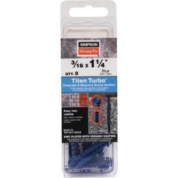 Titen Turbo  3/16 in. x 1-3/4 in. Hex-Head Concrete and Masonry Screw, Blue (8-Qty)