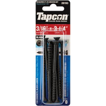 Tapcon 3/16 In. x 3-1/4 In. Black Star Head Concrete Screw Anchors (8 Ct.)