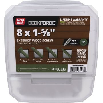 Grip-Rite DeckForce PrimeGuard Nano 1-5/8 In. x 8 Star Drive Green Screw (5 Lb.)