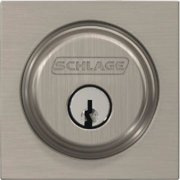 Schlage Satin Nickel Single Cylinder Deadbolt with Collins Trim