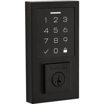 Kwikset SmartCode 270 Contemporary Touchpad Electronic Deadbolt With SmartKey, Matte Black