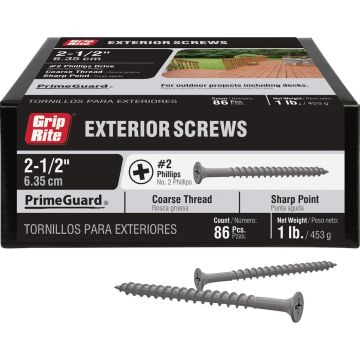 Grip-Rite PrimeGuard #10 x 2-1/2 In. Exterior Screw (1 Lb.)