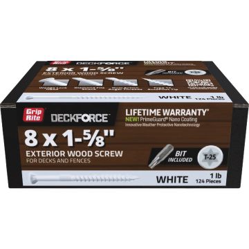 Grip-Rite DeckForce PrimeGuard Nano 1-5/8 In. x 8 Star Drive White Screw (1 Lb.)