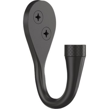 National Hardware Powell 2-5/8 In. Matte Black Knurled Hook (2-Pack)