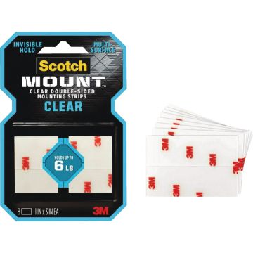 Scotch Mount 1 In. x 3 In. Clear Double-Sided Mounting Strips (8-Count)