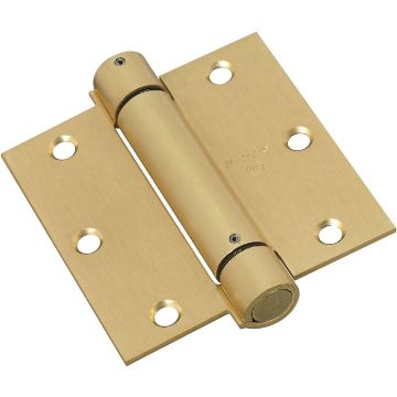 National Hardware 3-1/2 In. Square Satin Brass Spring Door Hinge