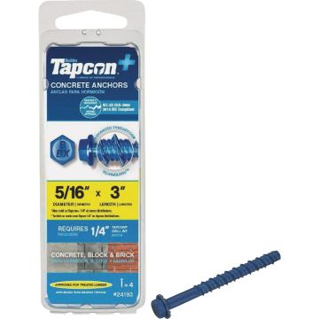 Tapcon 5/16 In. x 3 In. Hex Washer Concrete Screw Anchor (4 Ct.)